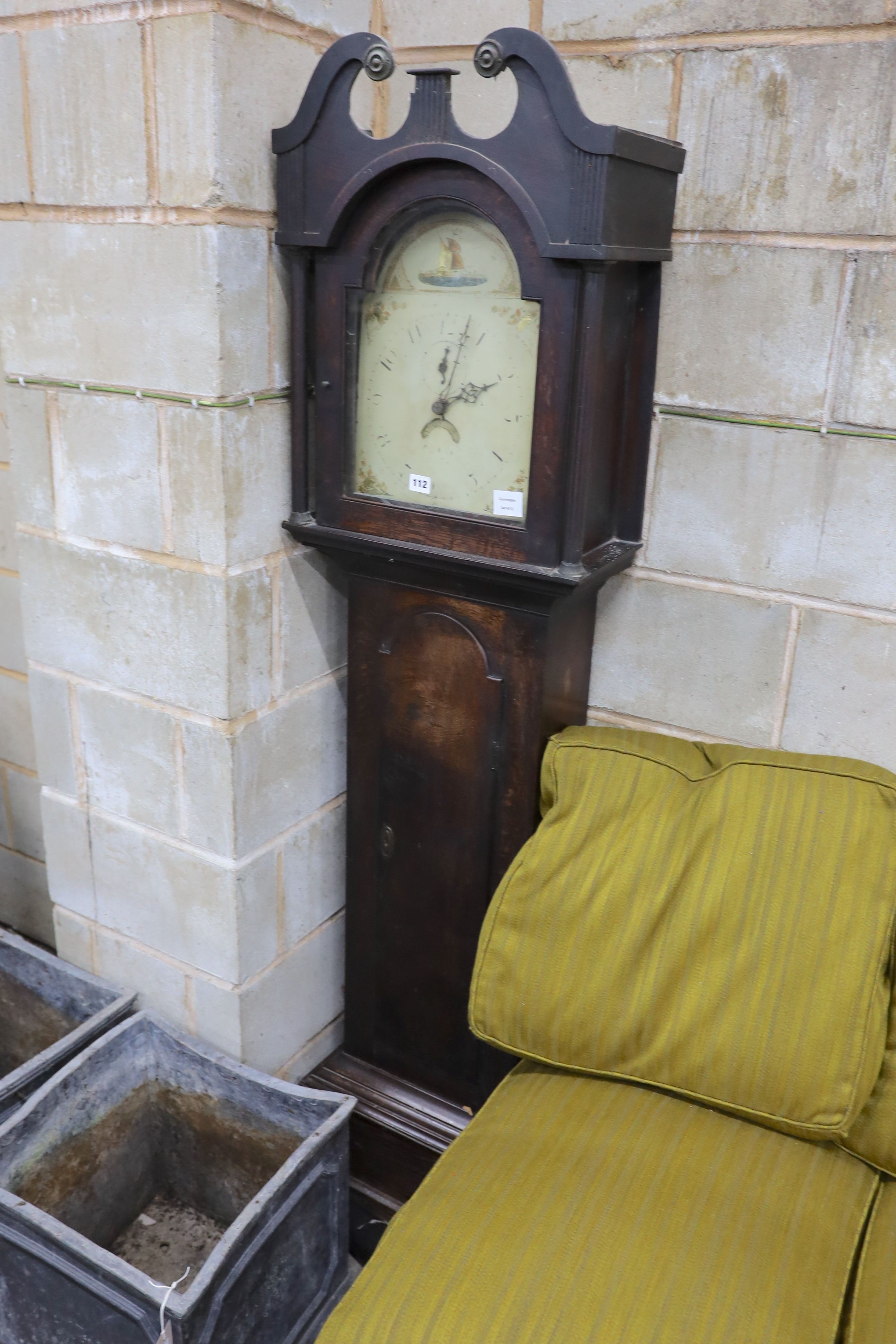 A George III oak 30 hour longcase clock, height 183cm (reduced)